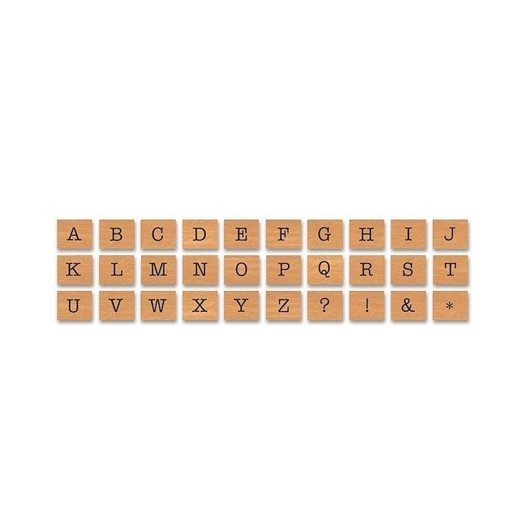 26 mini tampons en bois - Lettres de l'alphabet majuscules